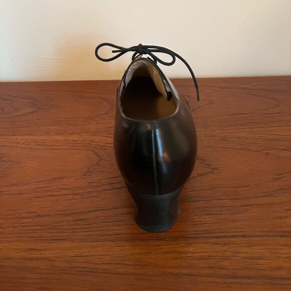Vintage Black Leather Enzo Angiolini Heeled Oxford Lace Ups - 8 / 8.5 - Picture 2 of 6